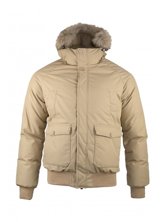 Pyrenex Mistral hooded bomber-style down jacket Beige